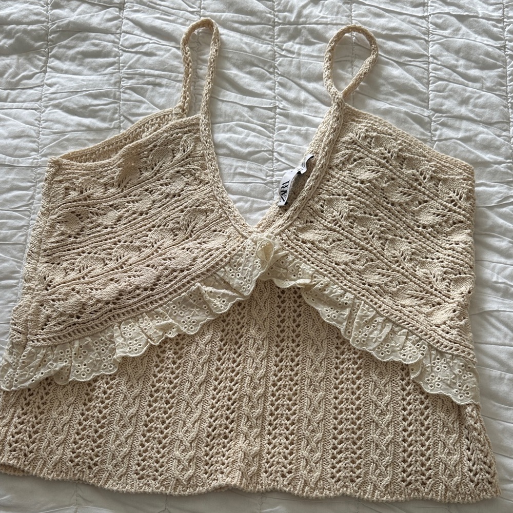 Zara crop sweater tank L